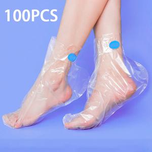 100개입 투명 일회용 발 마스크 커버, 가정용 발 관리 보습 방수 마스크, 고정 스티커 포함