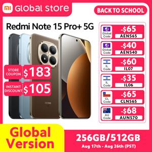 글로벌 버전 샤오미 레드미 노트 15 프로 플러스 5G 스마트폰 8G/12GB 램 6500mAh 100W 하이퍼차지 6.83인치 AMOLED 스냅드래곤 7s 4세대