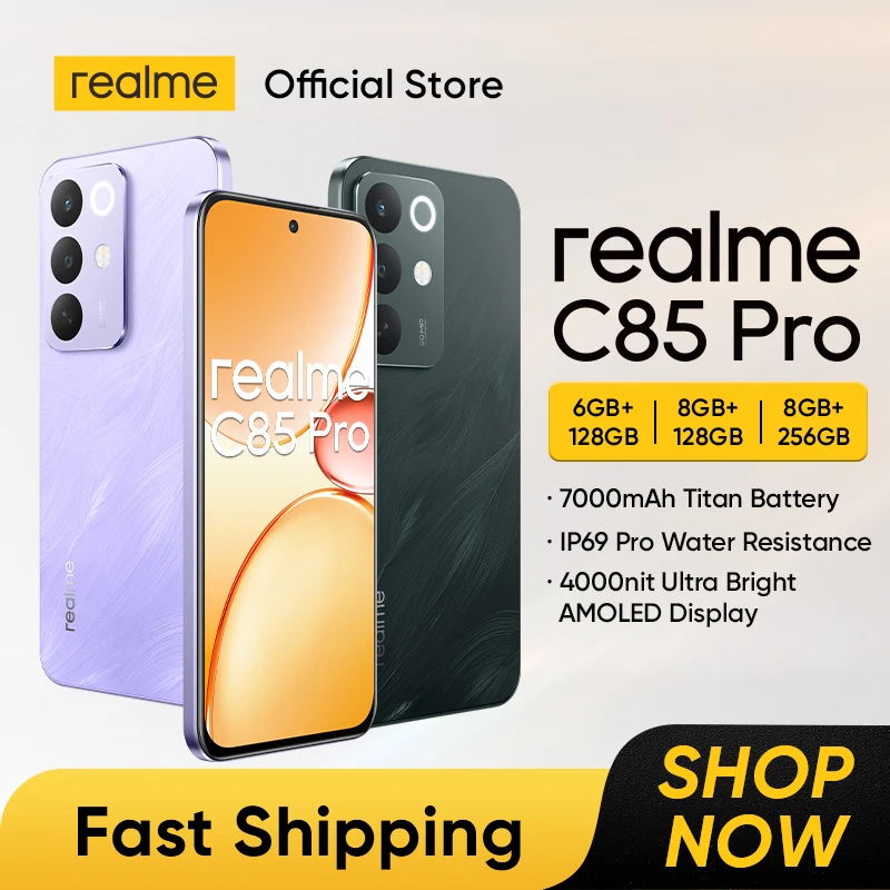 [재고 있음] realme C85 Pro 스마트폰 6.8인치 120Hz AMOLED 디스플레이 7000mAh 배터리 45W 충전 IP69 Pro NFC 50MP 카메라