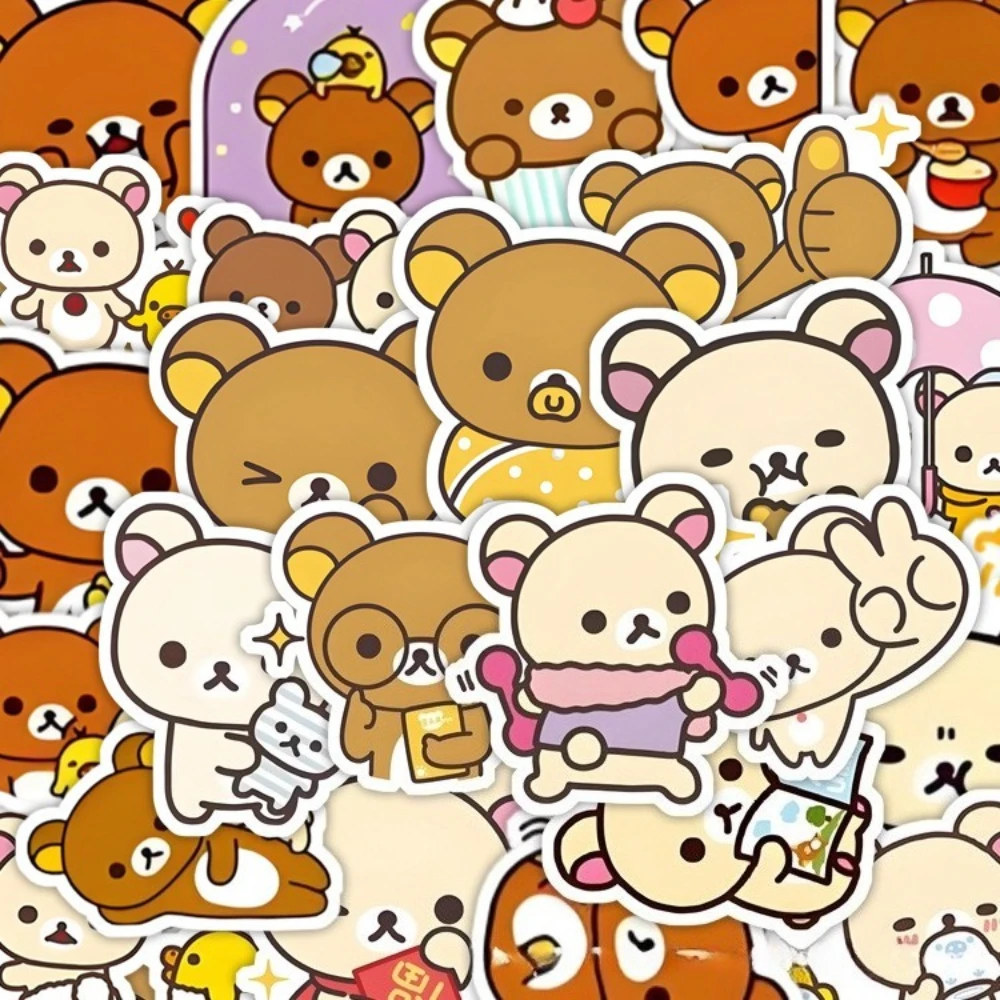 100PCS Kawaii Rilakkuma 곰 만화 스티커 기타 DIY 자전거 스케이트 보드 노트북 수하물 귀여운 만화 스티커 장난감 장식