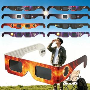 10PCS 태양 관측 안경 종이 프레임 태양 관측 안전 쉐이드 UV/IR 차단 일식 관측 안경 직접 태양 관측 안전용