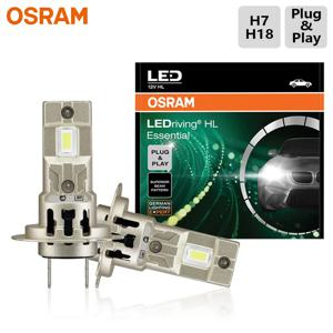 오스람 에센셜 LED H7 H18 자동차 헤드라이트 PX26d 소켓형 LED 12V 70W 5000LM 고휘도 하이/로우빔 6000K 쿨 화이트 램프