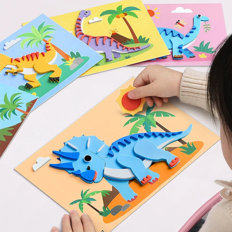 어린이용 3D 스티커 10개, 일회용, 수제 에바 공예 데칼, 동물 모양, DIY 프로젝트, 교육용 공예품에 적합. |     3D 데칼 |     어린이 교육용 과학 및 교육 완구.