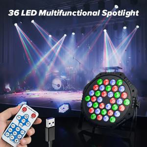 36 LED USB RGB 플랫 파 스테이지 조명 DMX512 컨트롤 활성화 다채로운 효과 램프 KTV 클럽 바 디스코 파티 무대 장식 램프