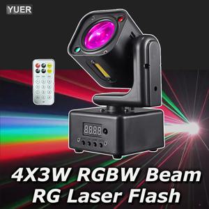 새로운 몰드 4X3W 빔 무빙 헤드 라이트 4LED RGBW RG 레이저 플래시 DJ 조명 DMX512 무대 조명 디스코 웨딩 파티 쇼용