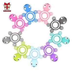 BOBO.BOX 1pc 실리콘 Teethers 식품 학년 작은 막대 젖니가 남 목걸이 BPA 무료 아기 씹기 쉬운 만화 동물 거북이 Teether 장난감