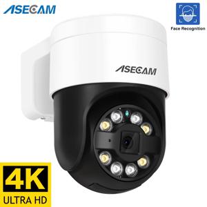 ASECAM 8MP 4K PTZ IP 카메라 야외 AI 얼굴 감지 오디오 POE H.265 Onvif CCTV RTSP 휴머노이드 감지 보안 카메라