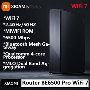 새로운 샤오미 라우터 BE6500 Pro WiFi 7 2.4/5GHz 메시 듀얼 밴드 퀄컴 4코어 프로세서 중국어 버전, 어댑터 포함