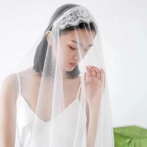 투 레이어 줄리엣 빈티지 레이스 2T 웨딩 브라이덜 베일 (블러셔 포함) 오프 화이트 튤 진주 캐시드럴 롱 액세서리 (신부용)