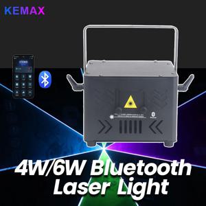 4W 6W 블루투스 레이저 조명 앱 제어 애니메이션 DMX 빔 스캐너 레이저 큐브 DJ 프로젝터 무대 조명 (나이트클럽 파티 바용)
