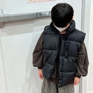 소녀의 조끼 자켓 가을 봄 소년의 다운 양복 조끼 어린이 겨울 코튼 스탠드 칼라 민소매 코트 어린이 패션 의류
