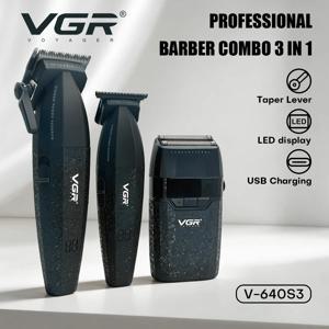 VGR 헤어 트리머 전문가용 헤어 클리퍼 조절 가능 헤어 커팅기 9000 RPM 무선 클리퍼 및 트리머 세트 V-640 S3
