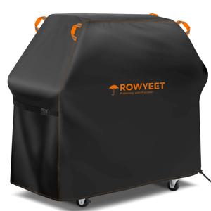 [Ry-210 오렌지 라인 바베큐 커버] Rowyeet 야외 바베큐 그릴 커버, 방수 및 자외선 차단 가스 그릴 커버, 조절 가능한 헴, 웨버, 넥그릴, 엑스퍼트 그릴 등에 적합합니다.