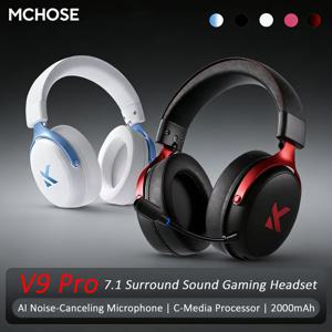 MCHOSE V9 Pro 전자 스포츠 헤드셋 3가지 모드 게임 USB 무선 7.1 채널 서라운드 사운드 휴대용 헤드셋(마이크 포함)