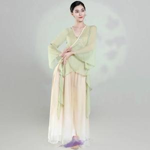 클래식 댄스 의상 긴 연주복 전문 연습복 국립 무용 숄 드레스 공연 및 시험용