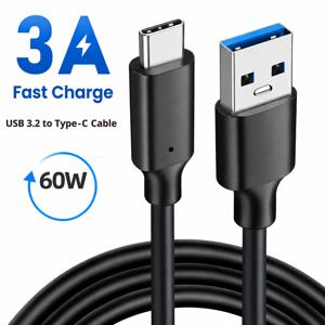 USB 3.2 타입 C to A 케이블 10Gbps 60W PD 고속 충전 데이터 전송 (갤럭시 S23 S22 노트 20 픽셀 아이패드 프로 SSD 안드로이드 오토용)