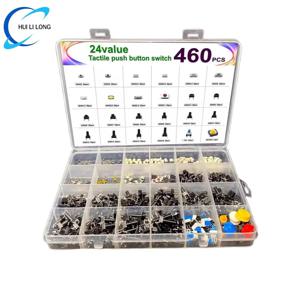 460PCS/BOX 촉각 푸시 버튼 터치 스위치 리모컨 키 버튼 마이크로 스위치 DIP 키패드 자동 잠금 기능 혼합 세트(박스 포함)