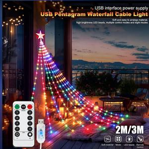 LED 야외 크리스마스 스트링 조명 2/3M USB 방수 요정 조명, 정원 크리스마스 트리 파티 장식을 위한 8가지 조명 모드 포함