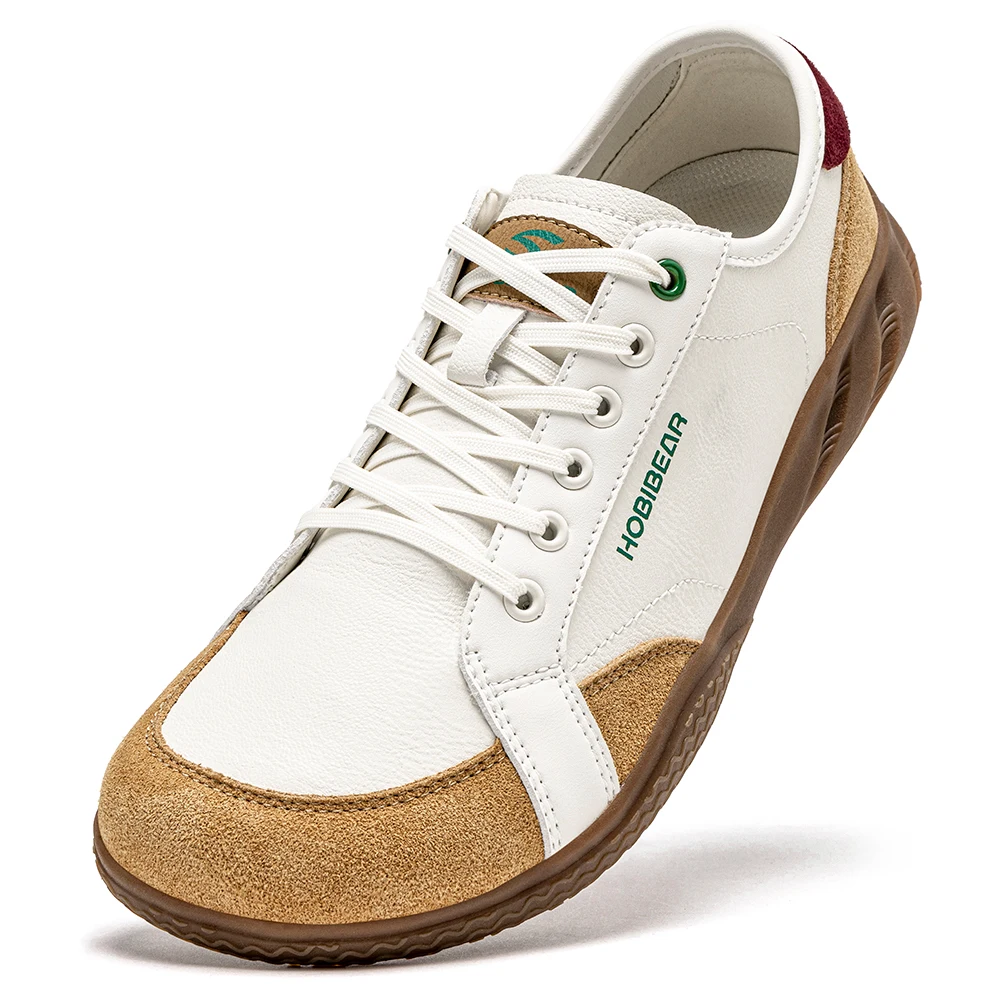 HOBIBEAR 여성 남성 맨발 신발 와이드 토 박스 경량 스니커즈 캐주얼 컬러 블로킹 인조 가죽 워킹 슈즈