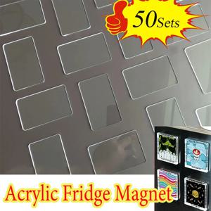 9~50세트 5×3cm 직사각형 DIY 아크릴 자석 키트 냉장고 자석 홈 데코레이션 맞춤 사진 엽서 수제 공예품