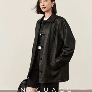 여성용 천연 가죽 트렌치코트 풀그레인 양가죽 태닝 아우터웨어 클래식 턴다운 칼라 무코팅 전통 스타일