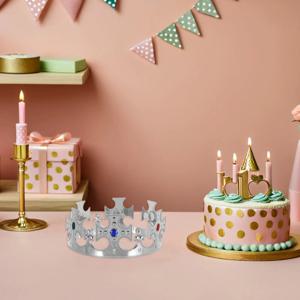 4개 세트 어린이 파티 왕관 보석 장식 왕 모자, 가벼운 코스튬 의상, 생일 파티 및 학교 연극용