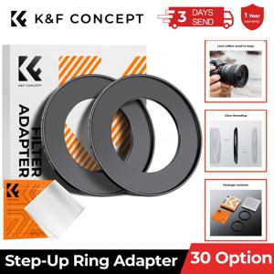 K&F CONCEPT 스텝업 링 항공용 알루미늄 필터 어댑터 링 2팩 클리닝 천 렌즈 링 (ND CPL UV 렌즈 필터용)