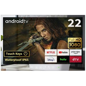 Soulaca 미러 스마트 TV 방수 1080P HD 패널 내장 와이파이 블루투스 안드로이드 11.0, 2024 매직 LED, 미국 EU, 22 인치 신형 모델