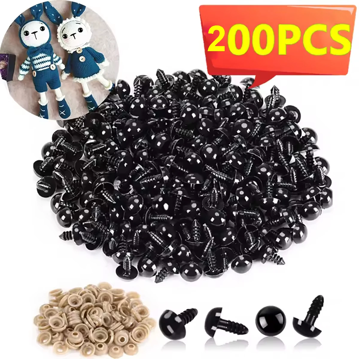200/100PCS 장난감에 대 한 5-16mm 검은 플라스틱 안전 눈 Amigurumi Diy 키트 공예 인형 장식 액세서리에 대 한 TeddyBear 장난감 눈