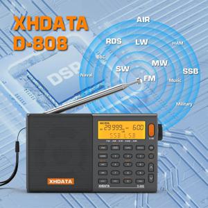 XHDATA D808 AM/FM/SW/MW SSB AIR RDS 다기능 딥 사운드 스테레오 충전식 라디오 수신기가 장착된 풀 밴드 휴대용 라디오