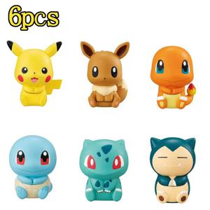 6Pcs 포켓몬 피규어 피카추 Charmander Squirtle 애니메이션 만화 인형 장난감 성인용 액션 피규어 장난감