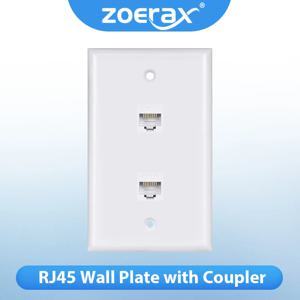 ZOERAX RJ45 Cat6 이더넷 월 플레이트(암-암 커플러 포함, 탈착 가능, Cat6/5/5e 이더넷 장치와 호환)