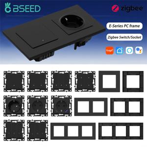 BSEED 지그비 클릭 라이트 스위치 파트 1/2/3/4갱 2웨이 스위치 기능 DIY 파트 EU 스마트 소켓 아울렛 플라스틱 프레임 블랙 컬러