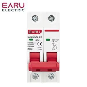 2P DC 1000V MCB PV 태양광 미니 회로 차단기 과부하 보호 스위치 6A 10A 16A 20A 25A 32A 40A 50A 63A 태양광 시스템
