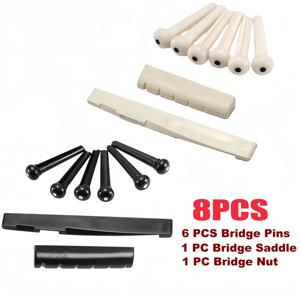 Miwayer 8 PCS 6 현 어쿠스틱 기타 브리지 세트, 기타 수리용 ABS 플라스틱 브리지 핀 새들 너트 Luthier Tools