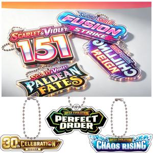 Pkm Tcg 펜던트 아크릴 키체인 Pkm 30주년 기념 몬스터 메가 에볼루션 카오스 라이징 로고 게임 컬렉션 카드 키링