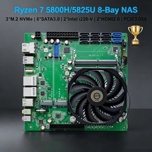 토폰 N21 11베이 ITX NAS 메인보드 AMD 라이젠 9 5900HX 7 5825U 5600U 2*DDR4 3*NVMe 8*SATA 2*2.5G LAN 방화벽 게이밍 메인보드