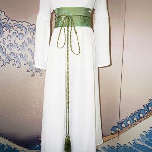 앤틱 대나무 잎 자수 허리띠 브로케이드 태슬 띠 코르셋 한푸 벨트 일본 유카타 드레스 장식 액세서리