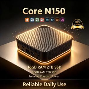 인텔 N150 소형 데스크탑 PC 16GB 512GB NVMe SSD 4코어 4스레드 3.6GHz 6W TDP 트리플 4K HDMI WiFi6 BT5.2 저소음 쿨링 홈 오피스 프로 맥스
