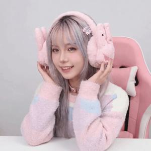 플러시 토끼 겨울 귀마개 별무늬 부드럽고 푹신한 상처 입은 토끼 귀덮개 만화 방한 퍼지 귀 보호대