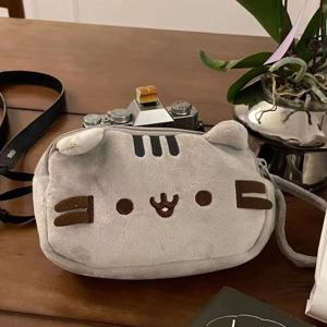 Kawaii Pusheen 연필 케이스 만화 뚱뚱한 고양이 대용량 화장품 주머니 학생 문구 가방 휴대용 여행용 수납 가방 선물