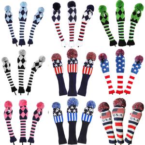 골프 3 개/대 니트 Pom Pom 양말 커버 1-3-5 골프 Dirver/페어웨이 골프 클럽 헤드 커버 용 골프 우드 헤드 커버