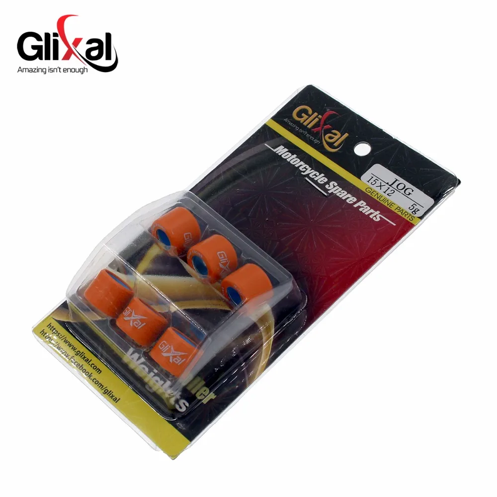 Glixal 15X12mm 고성능 레이싱 변속기 롤러 웨이트 세트 1PE40QMB Minarelli Jog 50cc 2 행정 엔진 스쿠터 (3g-10g)