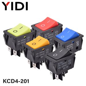 헤비 듀티 KCD4-201 로커 스위치 no light 30A 250VAC ON OFF DPDT 스위치 더블 폴 싱글 스로우 그린 옐로우 블랙 스위치