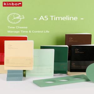 Kinbor A5 노트 자체 작성 날짜가 없는 의제 타임라인 연간 달력 주간 계획 목표 일정 저널링 문구 사무실