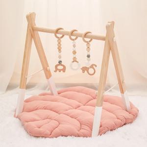 나무 딸랑이 치발기 아기 장난감, 체육관 놀이, 신생아 감각 구조, 아기 간호 선물, 수제 유모차 액세서리, 1 세트
