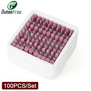 100 개/상자 모듬 된 세라믹 마운트 포인트 그라인딩 스톤 헤드 휠 4-10mm Dremel 드릴 로타리 도구 3mm 생크