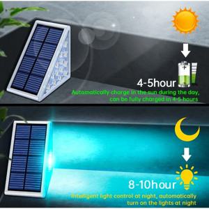 LED 계단 램프 계단 조명 야외 IP67 방수 태양광 렌즈 조명, 도난 방지 디자인 정원 데크 경로 장식 조명