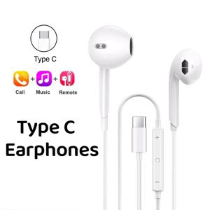 아이폰 15 16 프로 맥스용 C타입 유선 헤드폰 (마이크 포함) 삼성 화웨이 샤오미 USB-C 폰용 3.5mm 인이어 이어폰