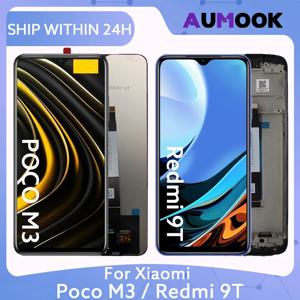 Xiaomi Poco M3 Redmi 9T LCD 터치 스크린 디지타이저 어셈블리 (프레임 M2010J19CG 교체 수리 부품 포함) 용 6.53 